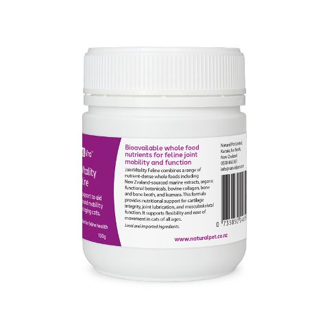 Right label view of CellVra JointVitality Feline product information